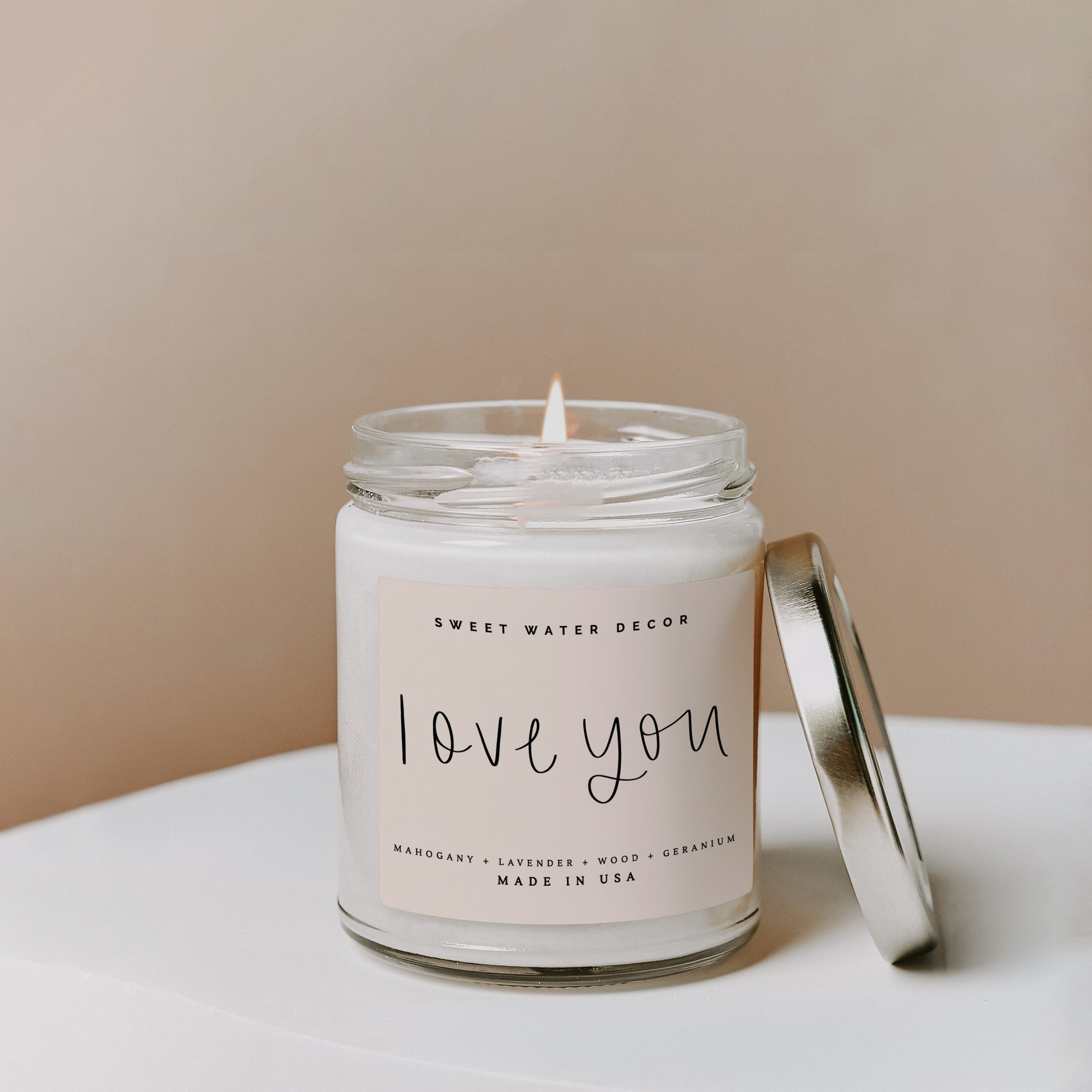 Love You Soy Candle - Clear Jar - 9 oz - Healthy Gal