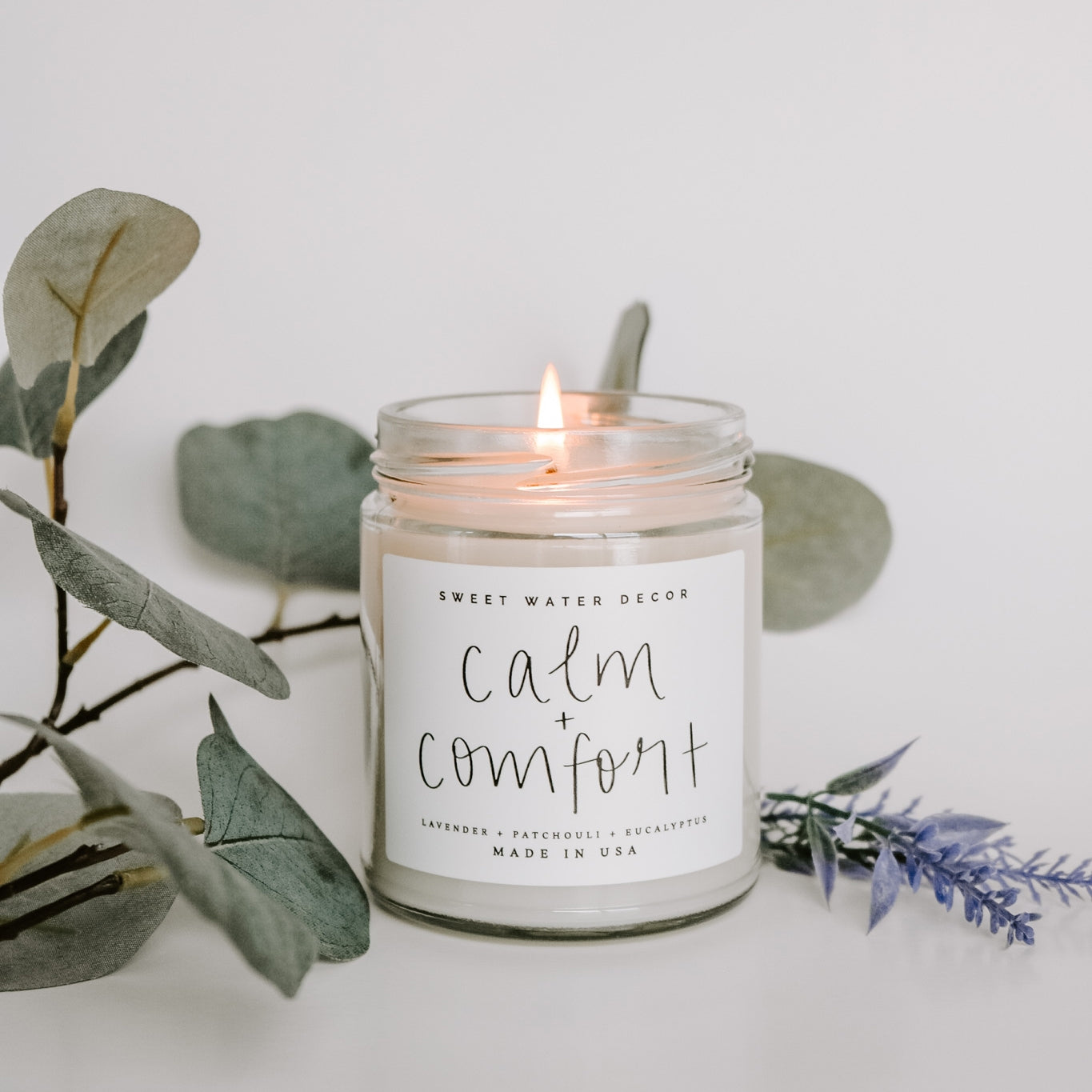 Calm and Comfort Soy Candle - Clear Jar - 9 oz - Hometown Refuge 